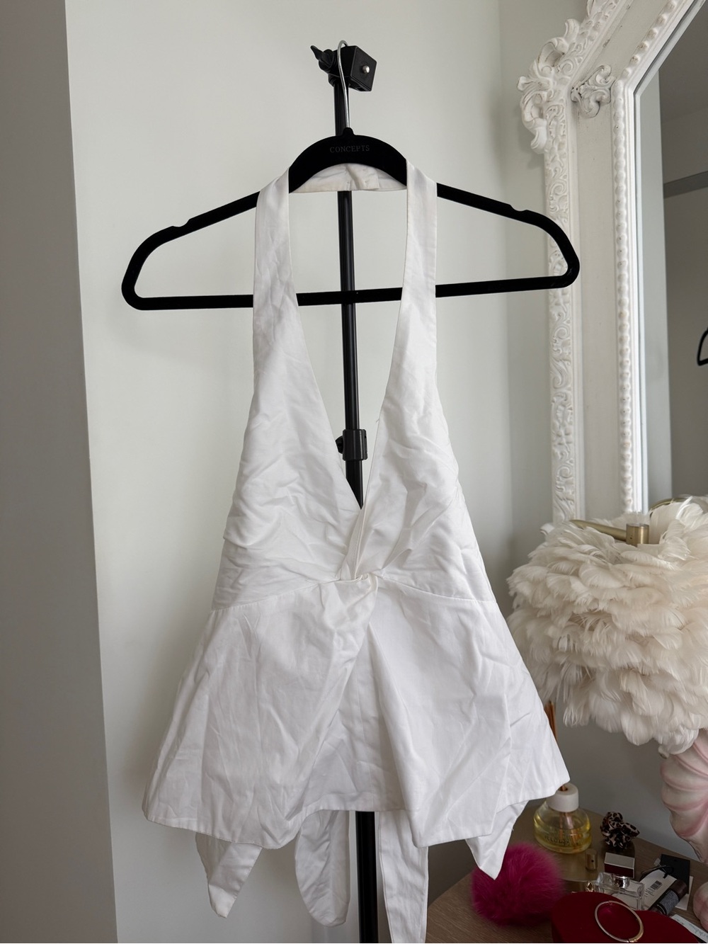 White Halter Tie-Back Women's Top